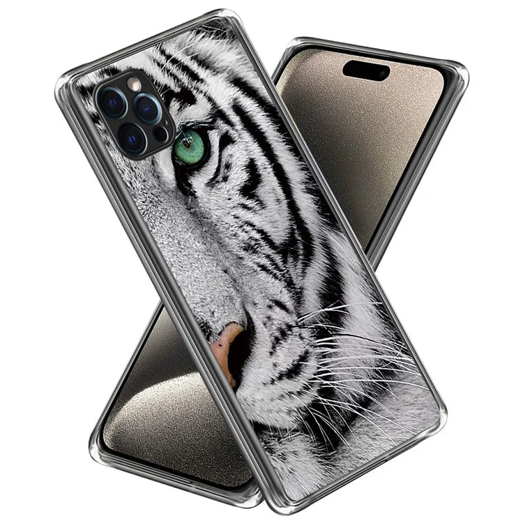 For iPhone 15 Pro Cell Phone Case Slim-Fit TPU Back Shell with Pattern Printing Head
