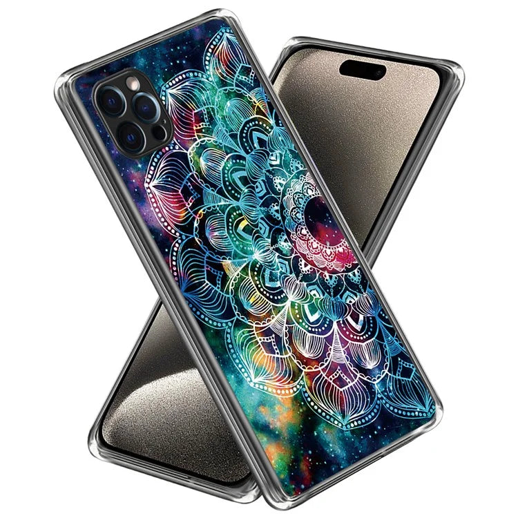 For iPhone 15 Pro Cell Phone Case Slim-Fit TPU Back Shell with Pattern Printing