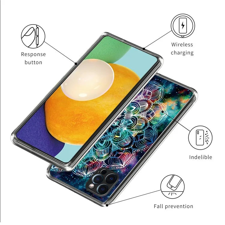 For iPhone 15 Pro Cell Phone Case Slim-Fit TPU Back Shell with Pattern Printing