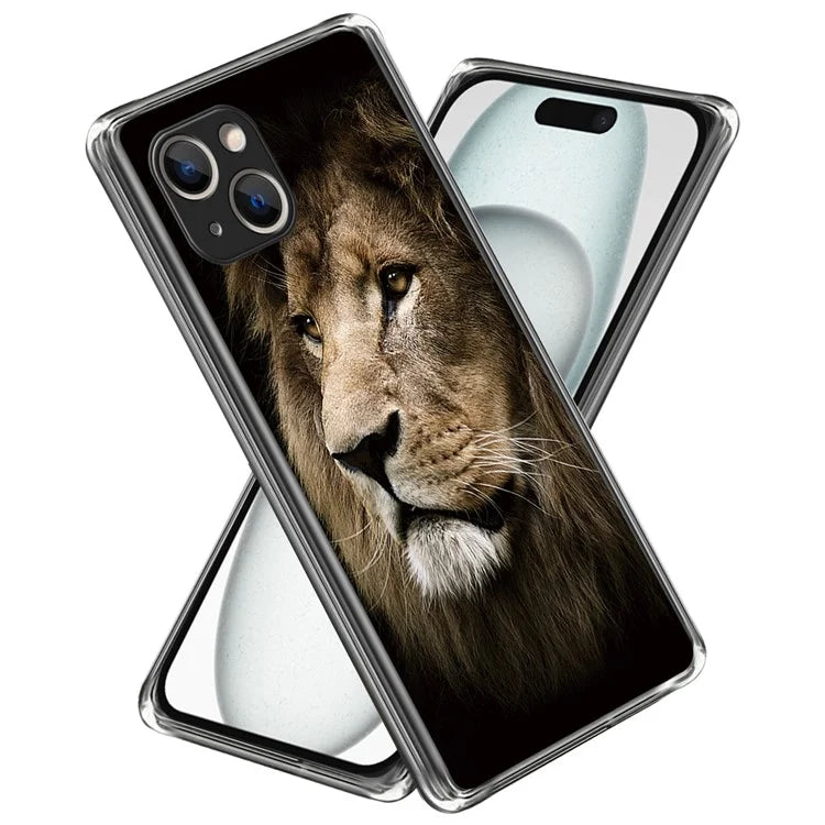 For iPhone 15 Case Drop-proof TPU Pattern Printing Phone Guard Cover