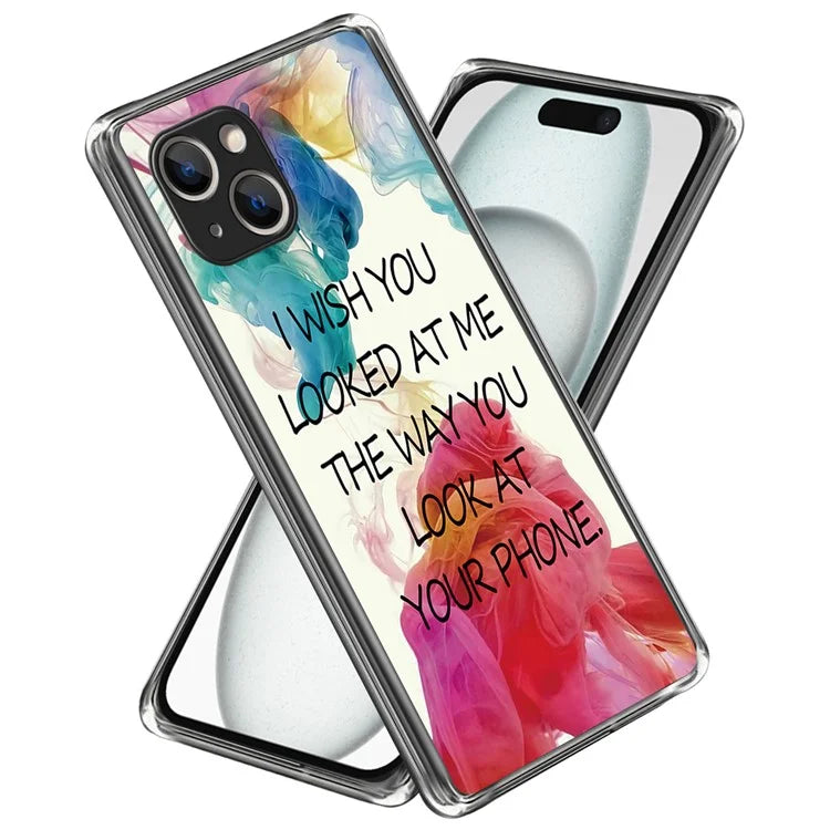 For iPhone 15 Plus TPU Case Anti-scratch Pattern Printing Phone Back Protector