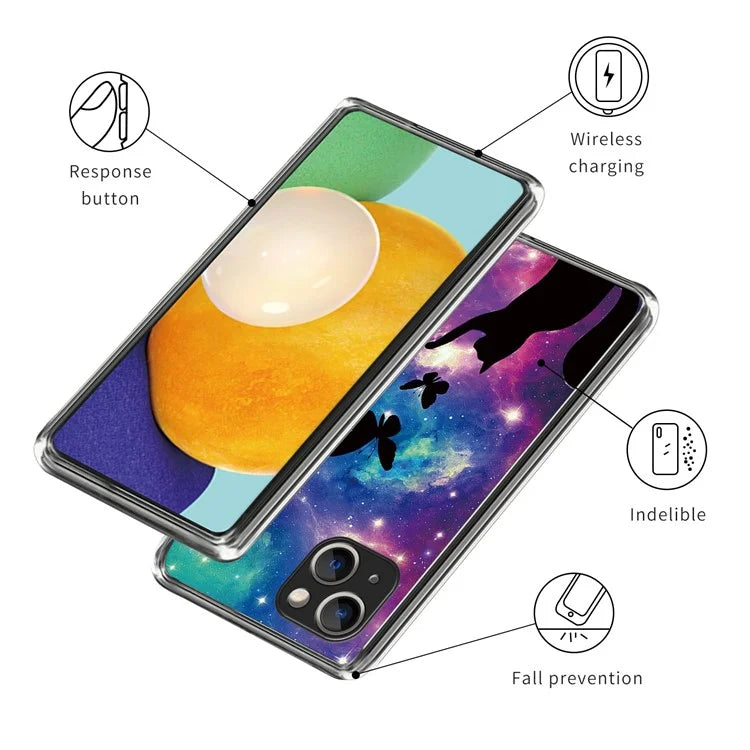 For iPhone 15 Plus TPU Case Anti-scratch Pattern Printing Phone Back Protector
