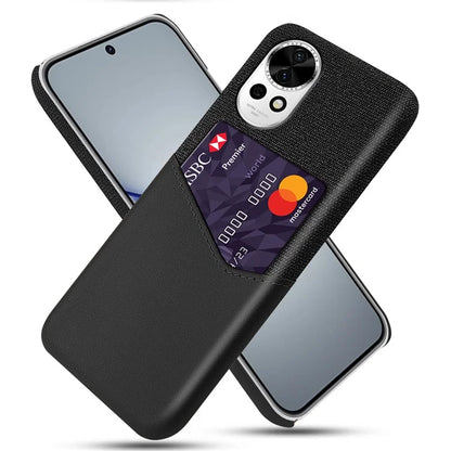 For Huawei nova 12 5G Cloth Texture Phone Case Card Holder Leather Coated PC Cover