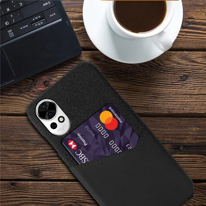 For Huawei nova 12 5G Cloth Texture Phone Case Card Holder Leather Coated PC Cover