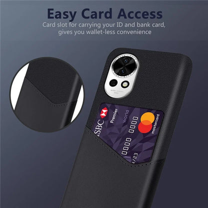 For Huawei nova 12 5G Cloth Texture Phone Case Card Holder Leather Coated PC Cover