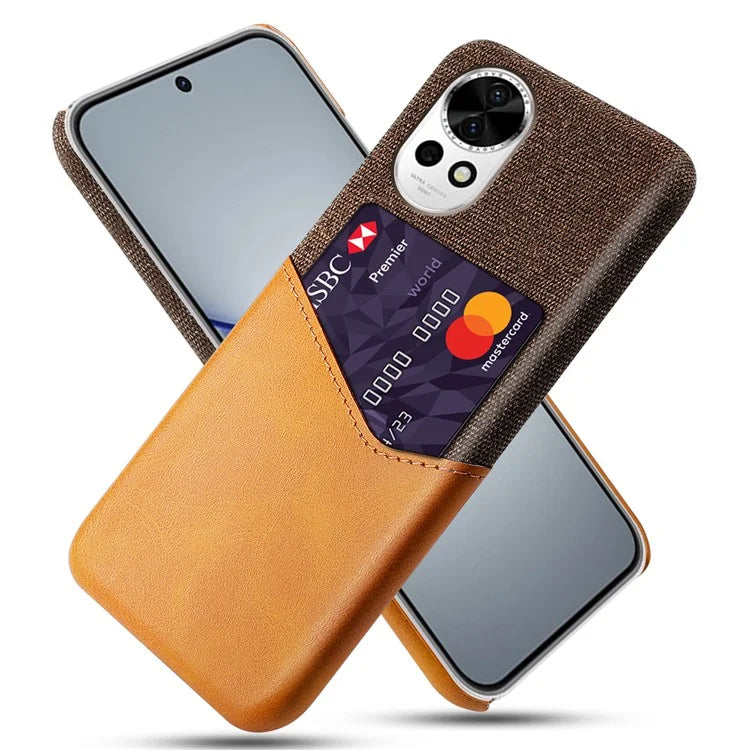 For Huawei nova 12 5G Cloth Texture Phone Case Card Holder Leather Coated PC Cover