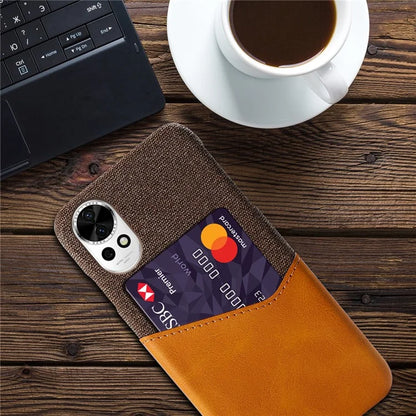 For Huawei nova 12 5G Cloth Texture Phone Case Card Holder Leather Coated PC Cover