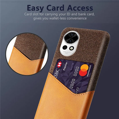 For Huawei nova 12 5G Cloth Texture Phone Case Card Holder Leather Coated PC Cover