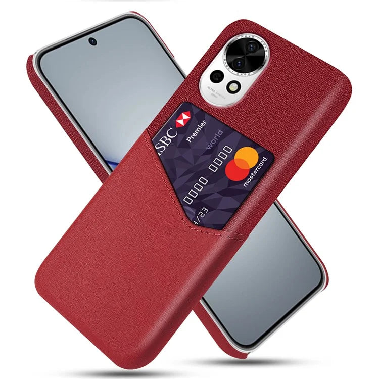 For Huawei nova 12 5G Cloth Texture Phone Case Card Holder Leather Coated PC Cover