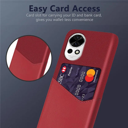 For Huawei nova 12 5G Cloth Texture Phone Case Card Holder Leather Coated PC Cover
