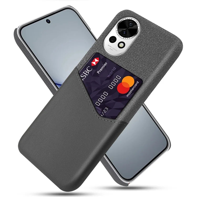 For Huawei nova 12 5G Cloth Texture Phone Case Card Holder Leather Coated PC Cover
