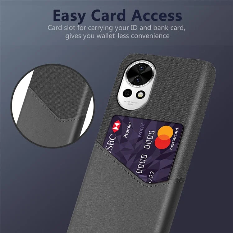 For Huawei nova 12 5G Cloth Texture Phone Case Card Holder Leather Coated PC Cover