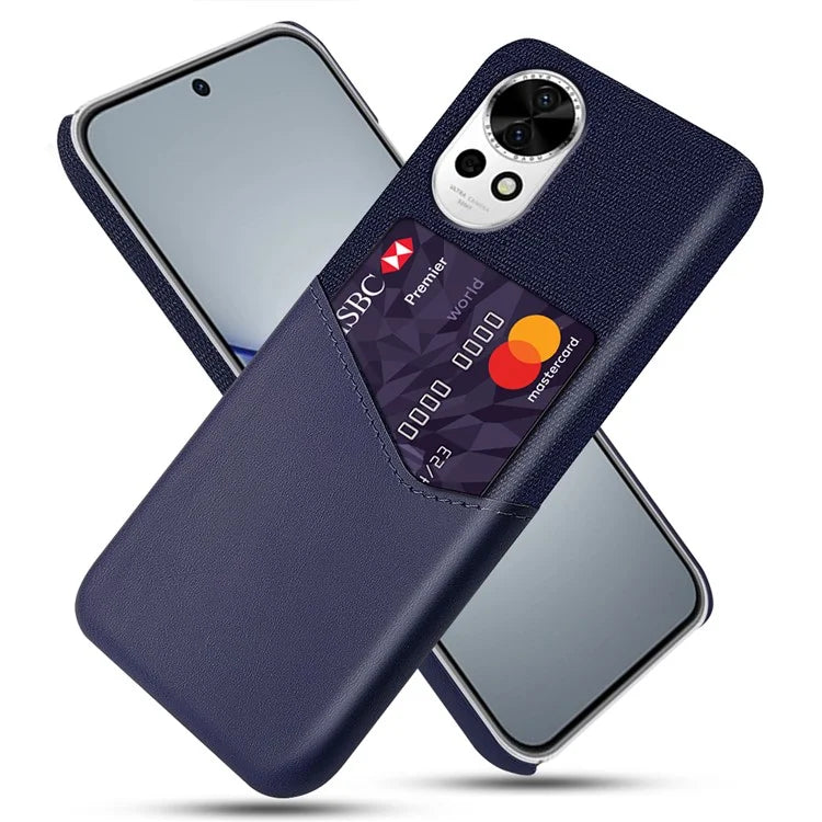 For Huawei nova 12 5G Cloth Texture Phone Case Card Holder Leather Coated PC Cover