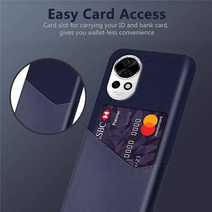 For Huawei nova 12 5G Cloth Texture Phone Case Card Holder Leather Coated PC Cover