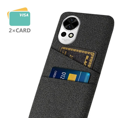 For Huawei nova 12 5G Cloth Texture Hard PC Phone Case with Dual Card Slots