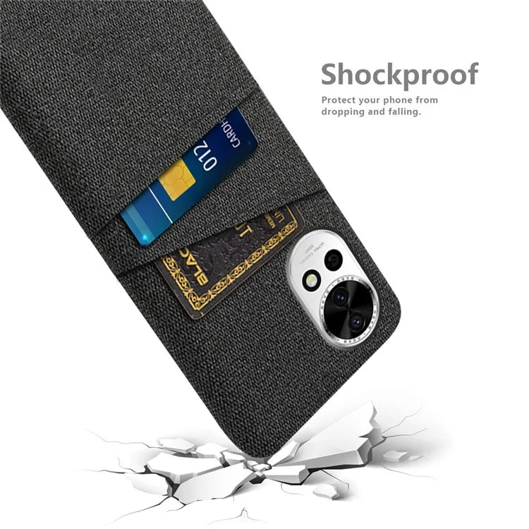 For Huawei nova 12 5G Cloth Texture Hard PC Phone Case with Dual Card Slots