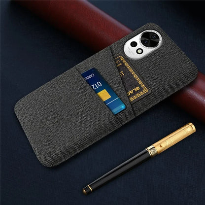 For Huawei nova 12 5G Cloth Texture Hard PC Phone Case with Dual Card Slots
