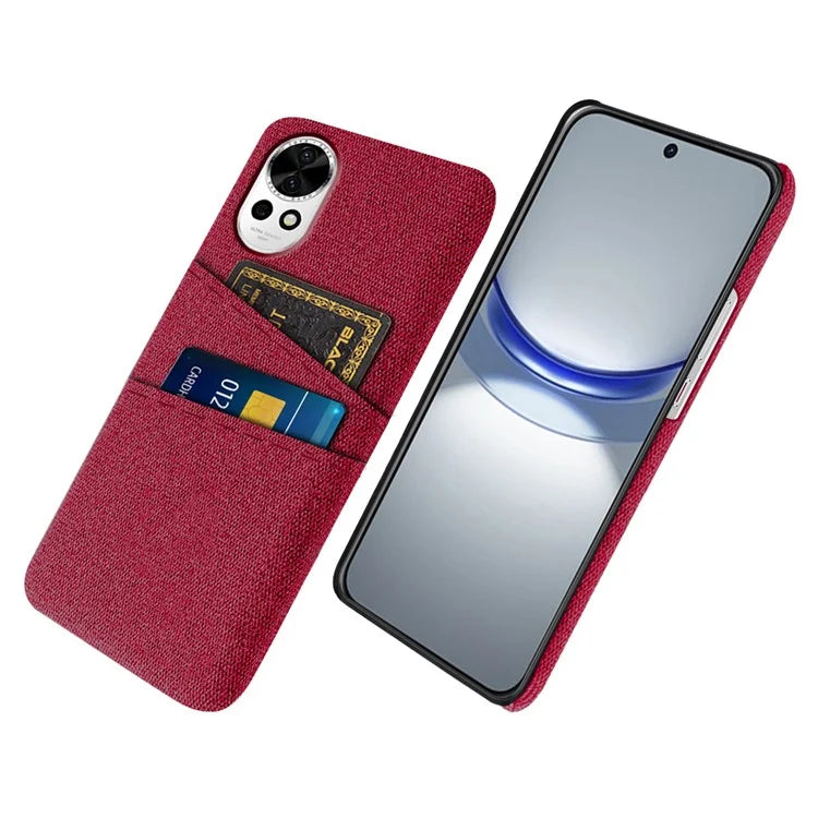 For Huawei nova 12 5G Cloth Texture Hard PC Phone Case with Dual Card Slots