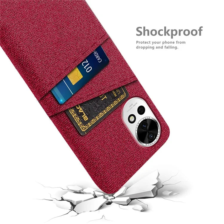 For Huawei nova 12 5G Cloth Texture Hard PC Phone Case with Dual Card Slots