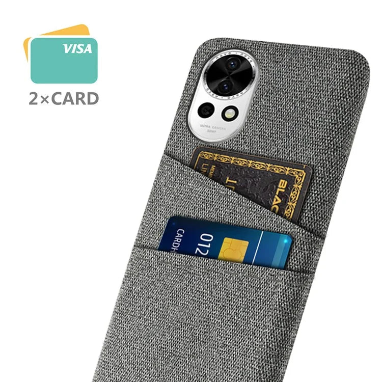 For Huawei nova 12 5G Cloth Texture Hard PC Phone Case with Dual Card Slots