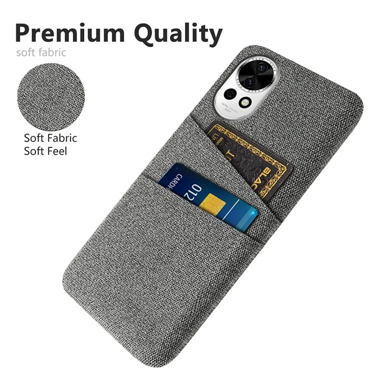 For Huawei nova 12 5G Cloth Texture Hard PC Phone Case with Dual Card Slots