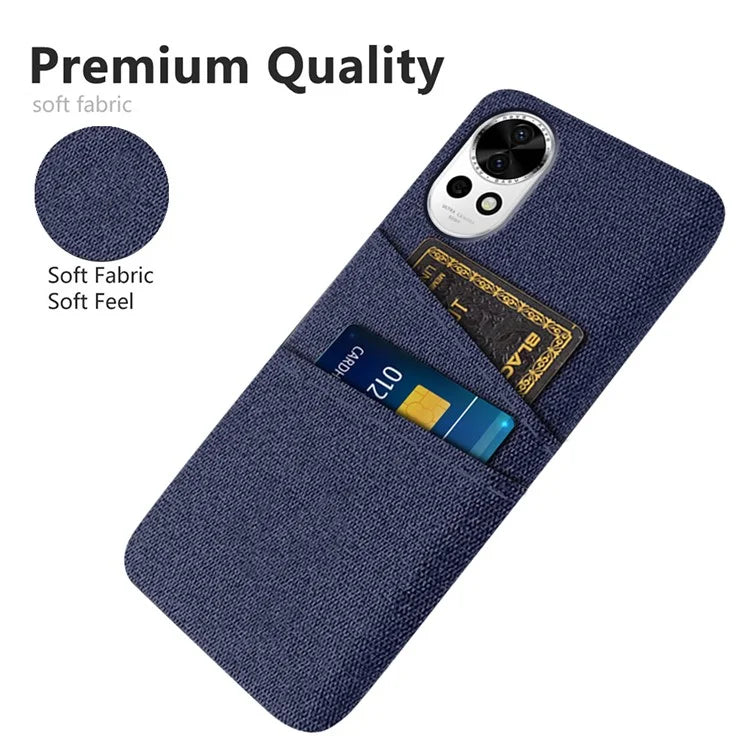 For Huawei nova 12 5G Cloth Texture Hard PC Phone Case with Dual Card Slots