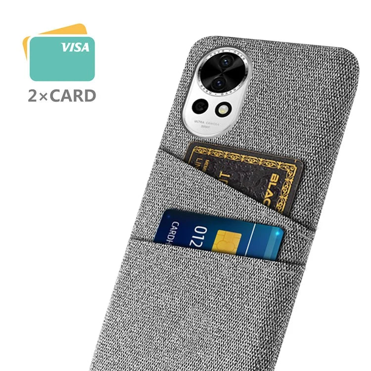 For Huawei nova 12 5G Cloth Texture Hard PC Phone Case with Dual Card Slots