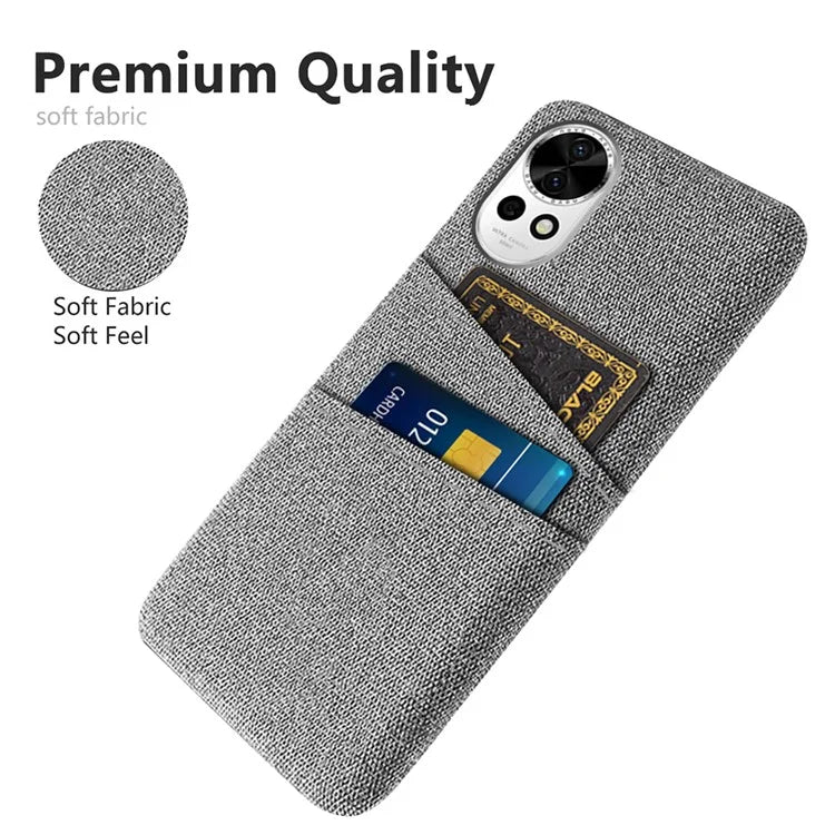 For Huawei nova 12 5G Cloth Texture Hard PC Phone Case with Dual Card Slots