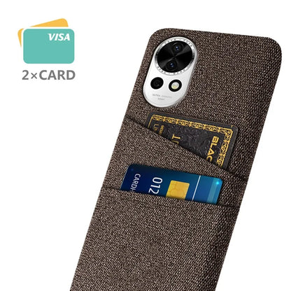 For Huawei nova 12 5G Cloth Texture Hard PC Phone Case with Dual Card Slots