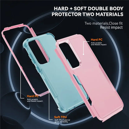 Commuter Series For Samsung Galaxy S24 Case 3-in-1 TPU+PC Anti-drop Back Cover  /  Grey Green