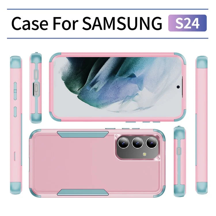 Commuter Series For Samsung Galaxy S24 Case 3-in-1 TPU+PC Anti-drop Back Cover  /  Grey Green