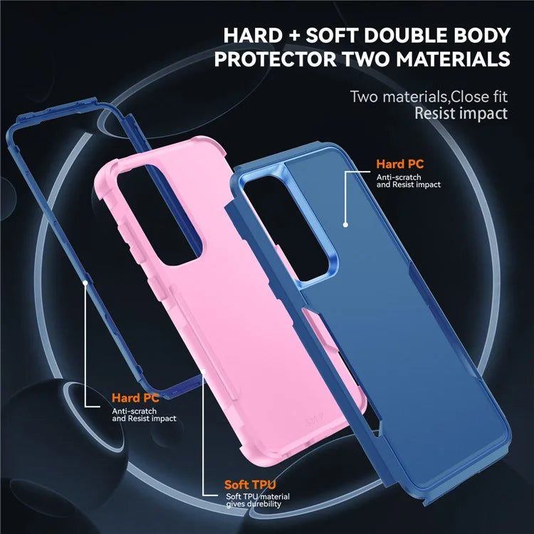 Commuter Series For Samsung Galaxy S24 Case 3-in-1 TPU+PC Anti-drop Back Cover  /  Pink