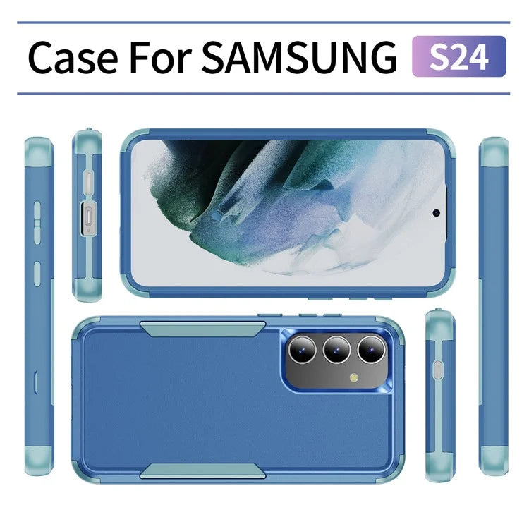 Commuter Series For Samsung Galaxy S24 Case 3-in-1 TPU+PC Anti-drop Back Cover  /  Blue