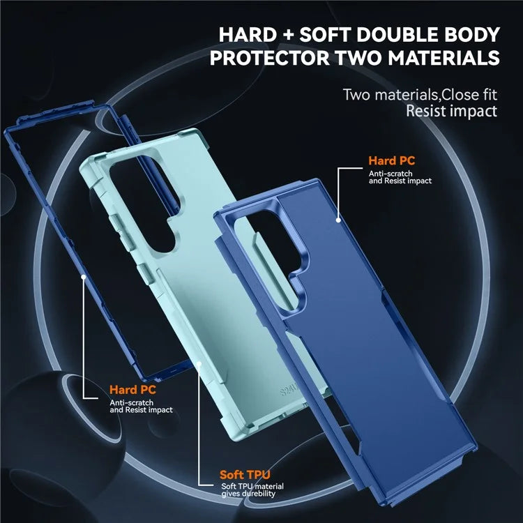 Commuter Series For Samsung Galaxy S24 Ultra Cell Phone Case TPU+PC Back Shell  /  Blue