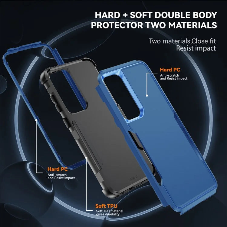 Commuter Series For Samsung Galaxy S24+ Back Case 3-in-1 Shockproof TPU+PC Phone Cover  /  Black