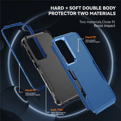 Commuter Series For Samsung Galaxy S24+ Back Case 3-in-1 Shockproof TPU+PC Phone Cover  /  Black