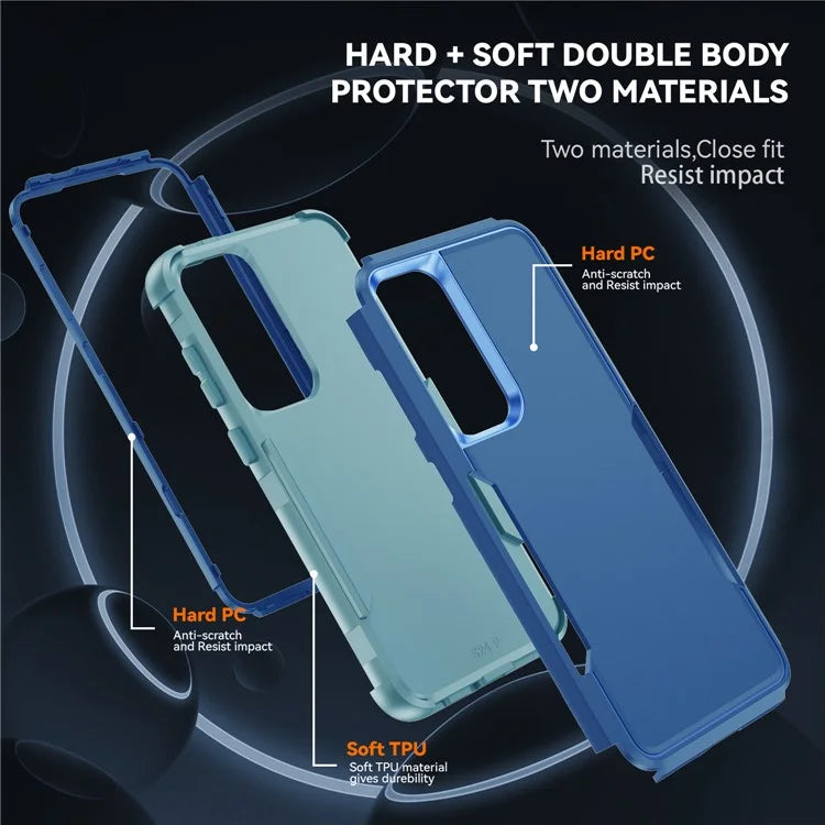 Commuter Series For Samsung Galaxy S24+ Back Case 3-in-1 Shockproof TPU+PC Phone Cover  /  Blue