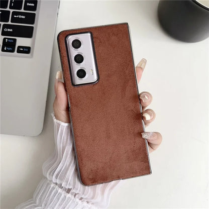 For Honor Magic Vs2 5G Phone Case Anti-Scratch Suede PU Leather Hard PC Back Cover