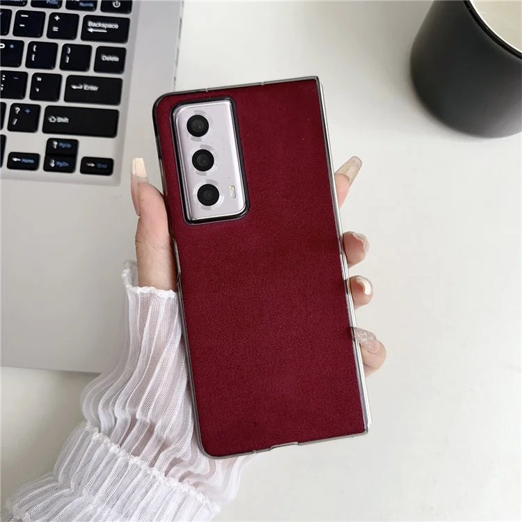 For Honor Magic Vs2 5G Phone Case Anti-Scratch Suede PU Leather Hard PC Back Cover