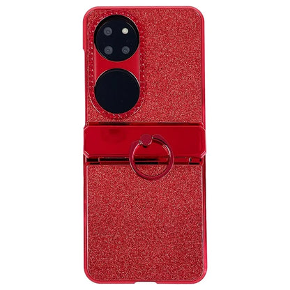 For Huawei P50 Pocket Case Epoxy Hard PC Ring Kickstand Phone Cover