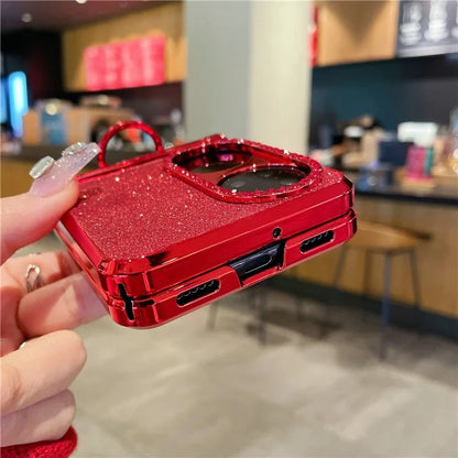 For Huawei P50 Pocket Case Epoxy Hard PC Ring Kickstand Phone Cover
