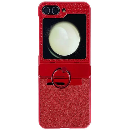 For Samsung Galaxy Z Flip 5G Case Shiny Hard PC Back Shell with Kickstand