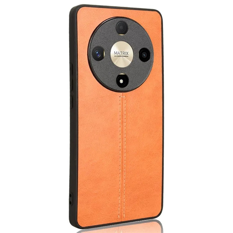 For Honor X9b 5G / Magic6 Lite 5G Cell Phone Case Leather Coated TPU+PC Shell with Stitching Line Design