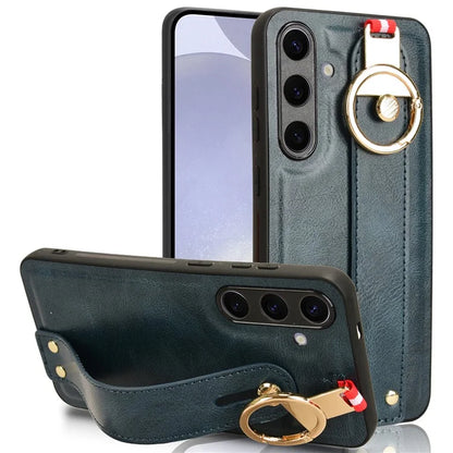 For 	Samsung Galaxy S24+ Case PU Leather+PC+TPU Wristband Kickstand Phone Cover