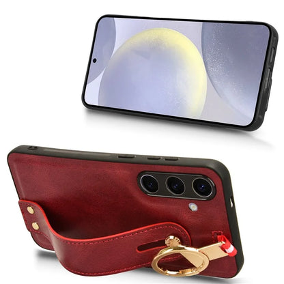 For 	Samsung Galaxy S24+ Case PU Leather+PC+TPU Wristband Kickstand Phone Cover