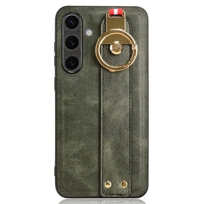 For 	Samsung Galaxy S24+ Case PU Leather+PC+TPU Wristband Kickstand Phone Cover