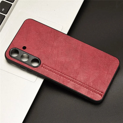 For Samsung Galaxy S24+ Cell Phone Case Cowhide Texture Shock Absorbing Cover