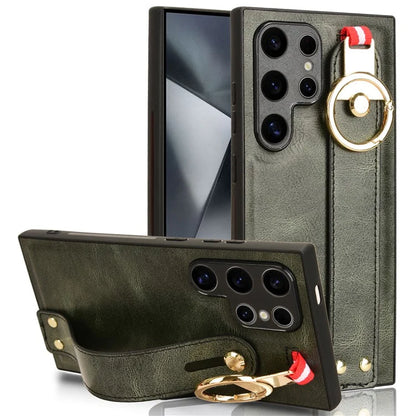 For Samsung Galaxy S24 Ultra Case Slim-Fit PU Leather+PC+TPU Back Shell with Neck Strap