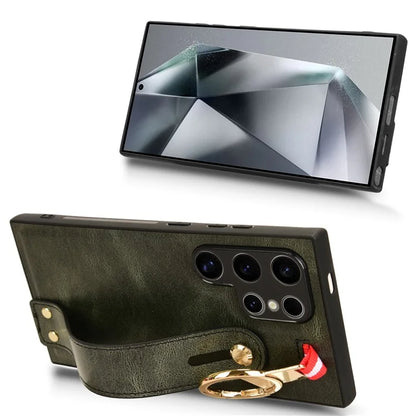 For Samsung Galaxy S24 Ultra Case Slim-Fit PU Leather+PC+TPU Back Shell with Neck Strap