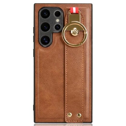 For Samsung Galaxy S24 Ultra Case Slim-Fit PU Leather+PC+TPU Back Shell with Neck Strap